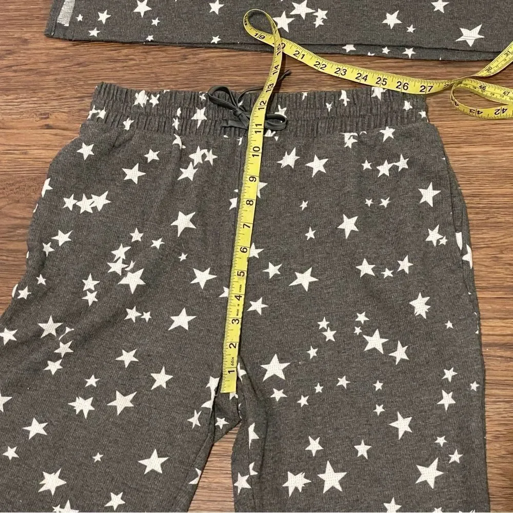 Victoria’s Secret Jogger Pajama Set Stars Gray and White Size Small